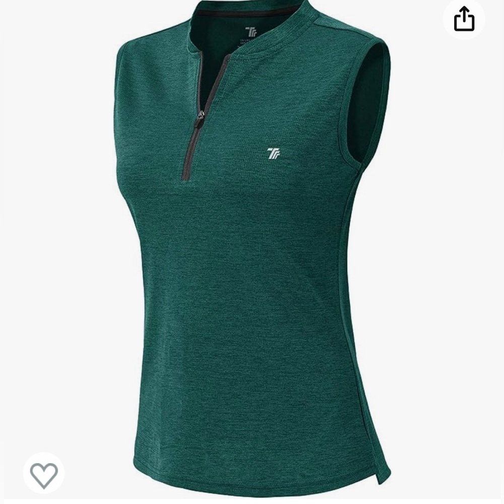 YSENTO Women's Dry Fit Zip Up Sleeveless Collarless Shirt ~ 2XL